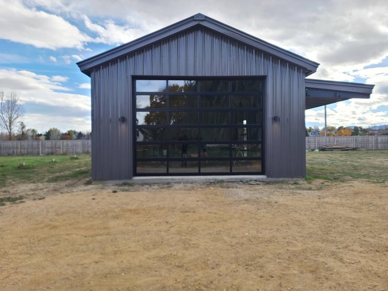 Black Full-View Glass Garage Door ,  24/7 Garage Door and Gate Services, Inland Empire CA
