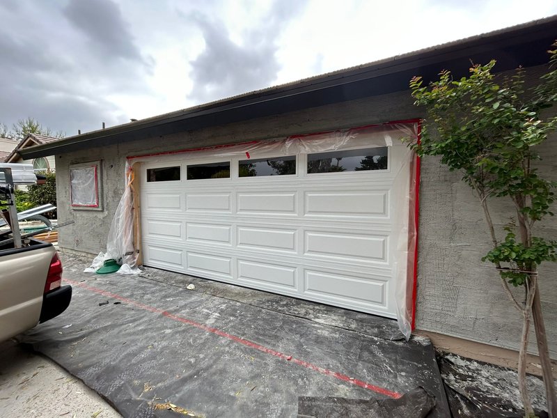 White Sectional Garage Door New Installation ,  24/7 Garage Door and Gate Services, Inland Empire CA