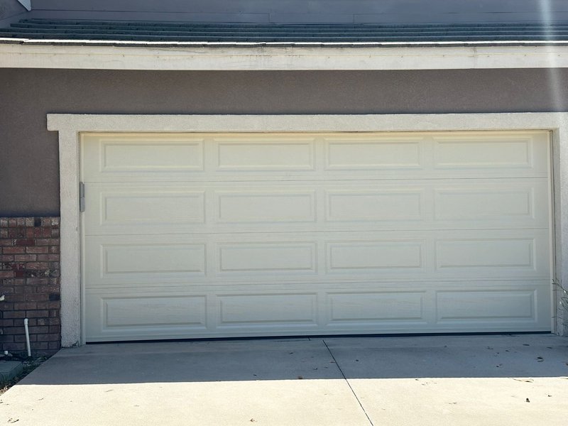 Cream Raised-Panel Sectional Garage Door ,  24/7 Garage Door and Gate Services, Inland Empire CA