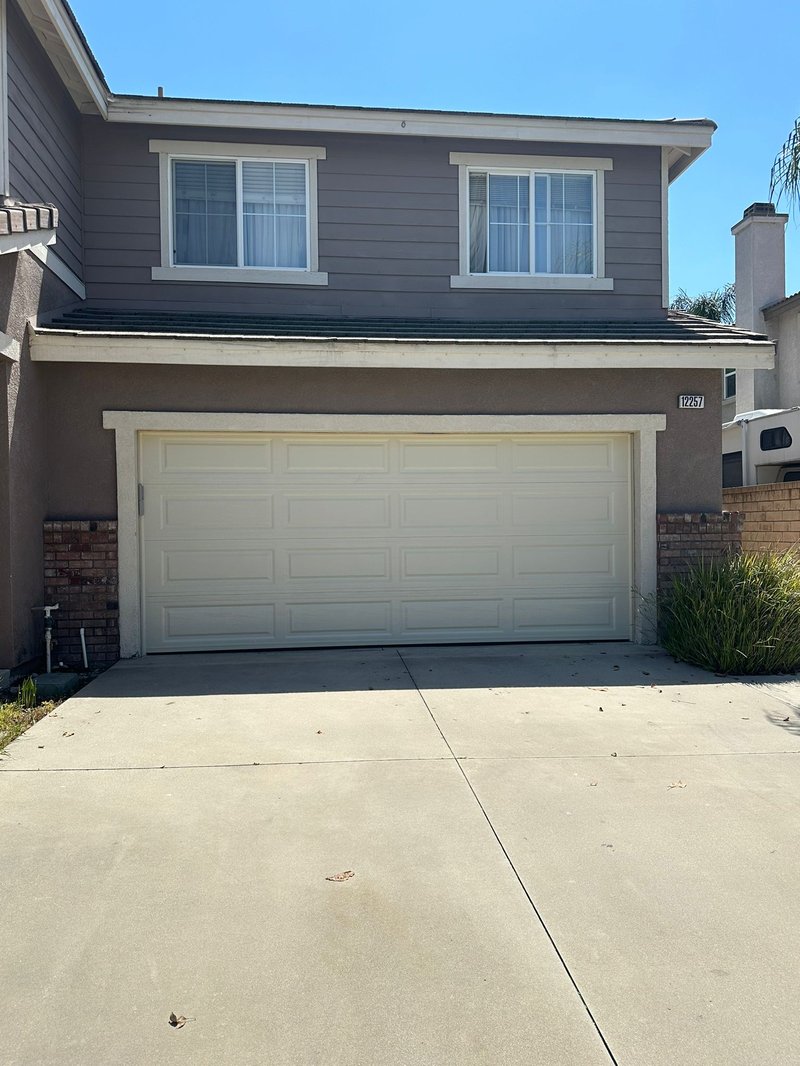 Cream Raised-Panel Sectional Garage Door ,  24/7 Garage Door and Gate Services, Inland Empire CA