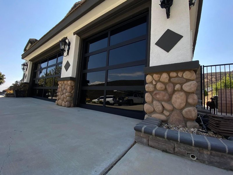 Black Full-View Glass Garage Doors Installation ,  24/7 Garage Door and Gate Services, Inland Empire CA
