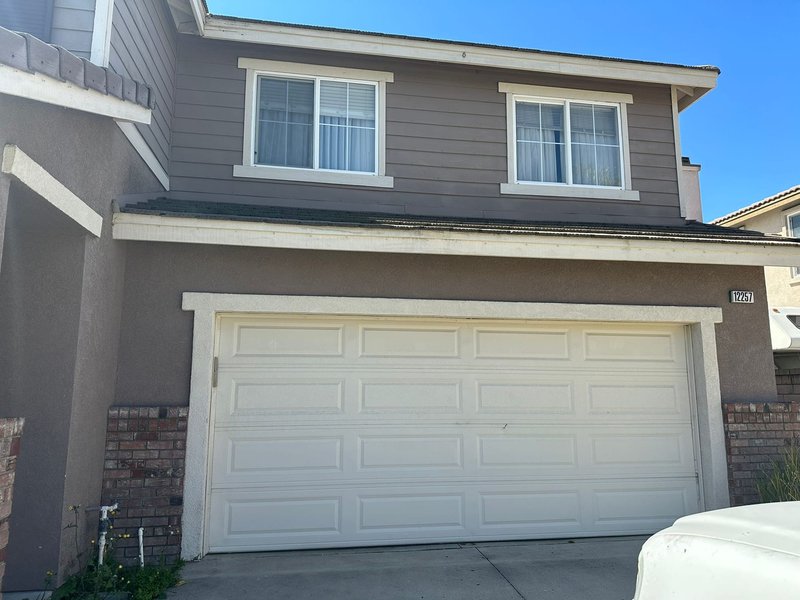 White Long-Panel Sectional Garage Door ,  24/7 Garage Door and Gate Services, Inland Empire CA
