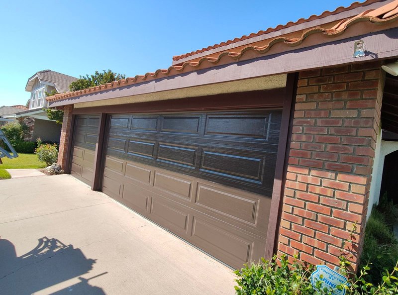 Dark Brown Woodgrain Sectional Garage Door ,  24/7 Garage Door and Gate Services, Inland Empire CA