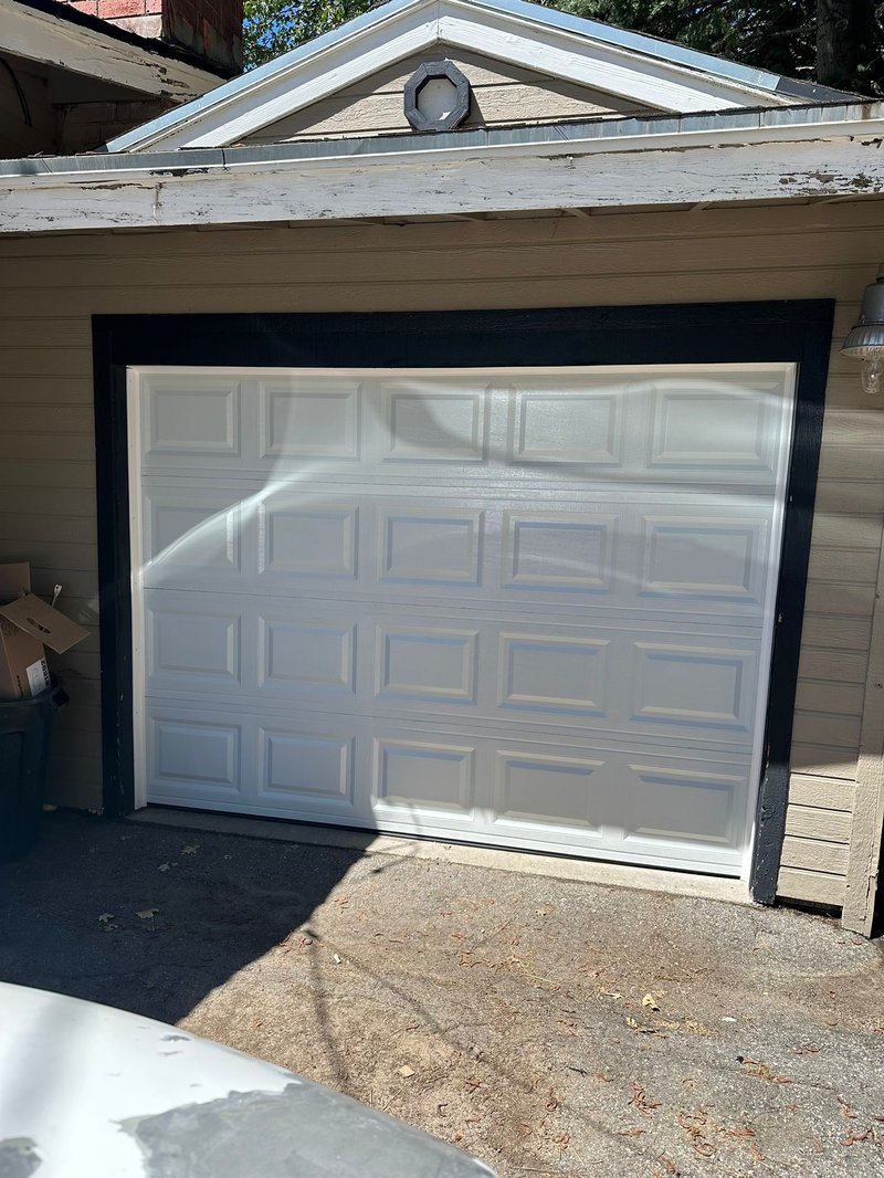 White Short-Panel Sectional Garage Door Installation ,  24/7 Garage Door and Gate Services, Inland Empire CA
