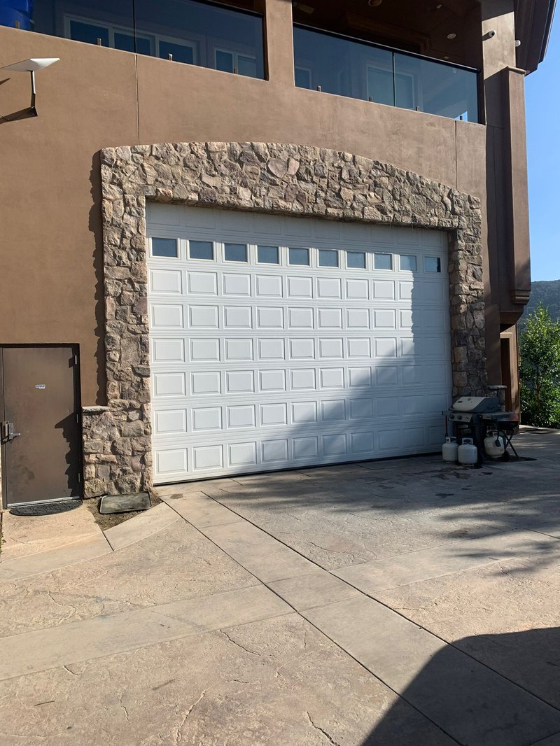 White Short-Panel Sectional Door Installation ,  24/7 Garage Door and Gate Services, Inland Empire CA