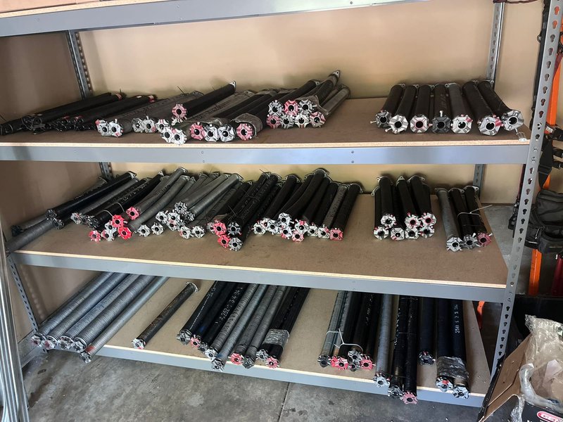 Torsion Spring Inventory Stock Shelving ,  24/7 Garage Door and Gate Services, Inland Empire CA
