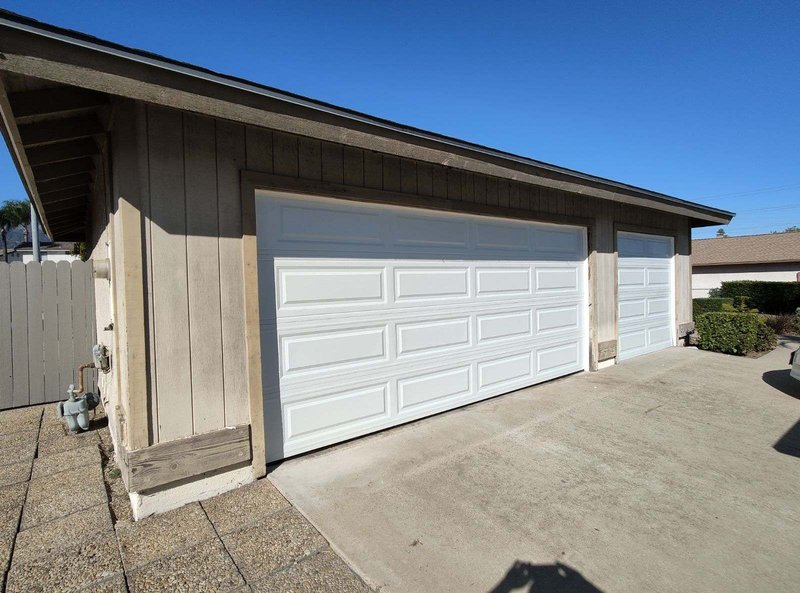 White Long-Panel Sectional Garage Door Installation ,  24/7 Garage Door and Gate Services, Inland Empire CA