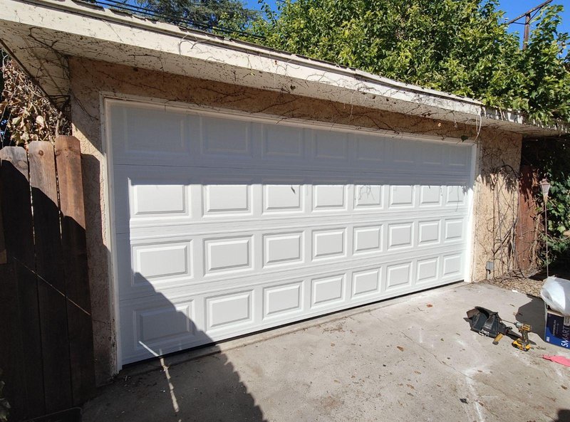 White Short-Panel Sectional Garage Door Installation ,  24/7 Garage Door and Gate Services, Inland Empire CA