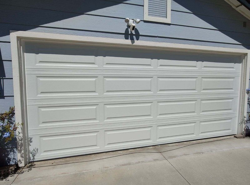 White Long-Panel Sectional Garage Door Installation ,  24/7 Garage Door and Gate Services, Inland Empire CA