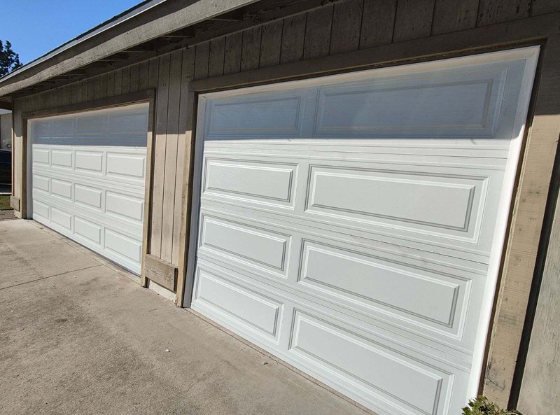 White Long-Panel Sectional Garage Doors ,  24/7 Garage Door and Gate Services, Inland Empire CA