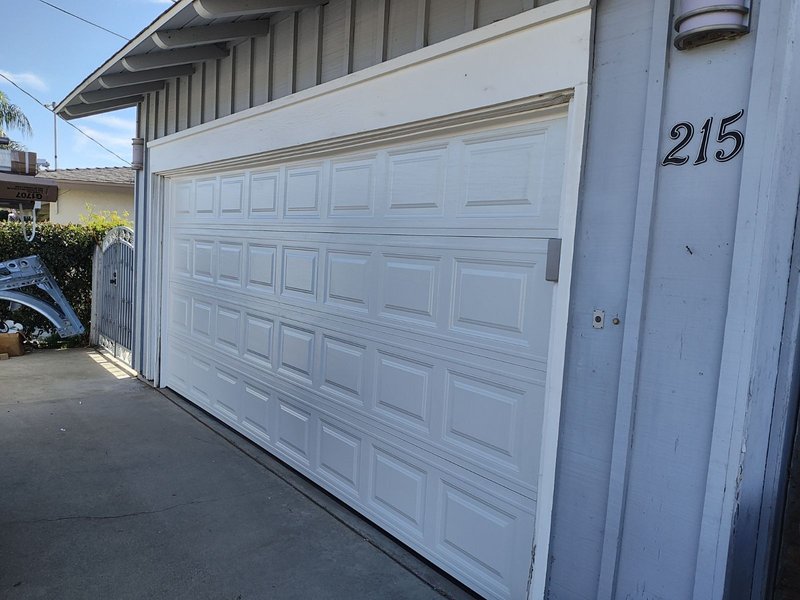 White Short-Panel Sectional Garage Door Installation ,  24/7 Garage Door and Gate Services, Inland Empire CA