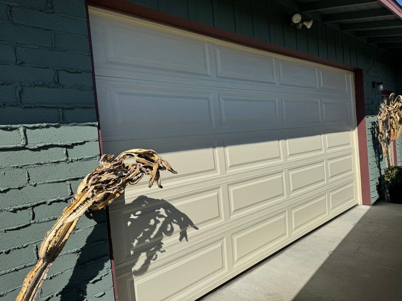 Beige Raised-Panel Sectional Garage Door ,  24/7 Garage Door and Gate Services, Inland Empire CA