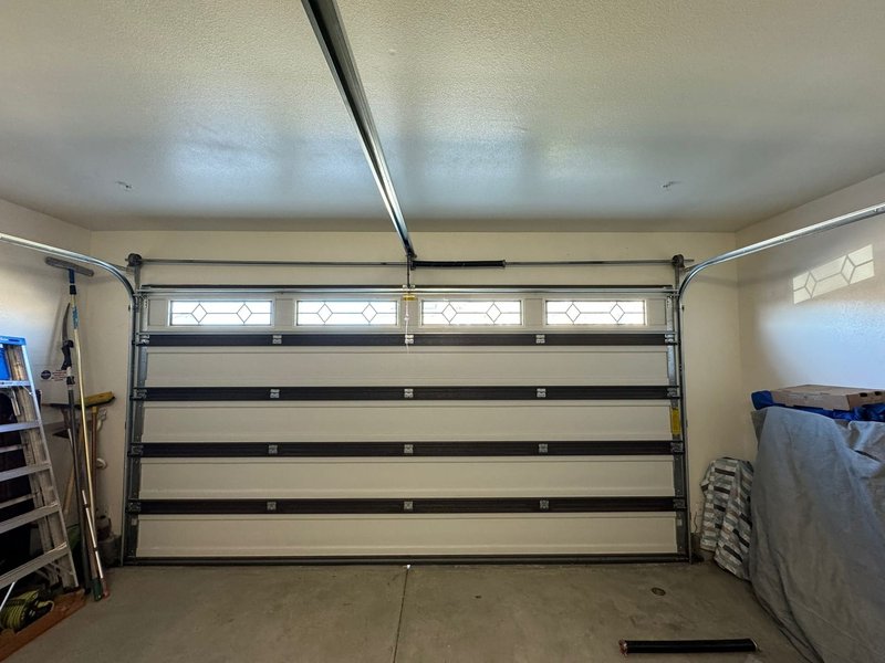 White Carriage-Style Door With Diamond Windows ,  24/7 Garage Door and Gate Services, Inland Empire CA