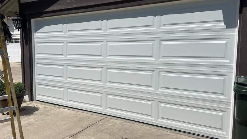 White Sectional Raised-Panel Garage Door Installation ,  24/7 Garage Door and Gate Services, Inland Empire CA