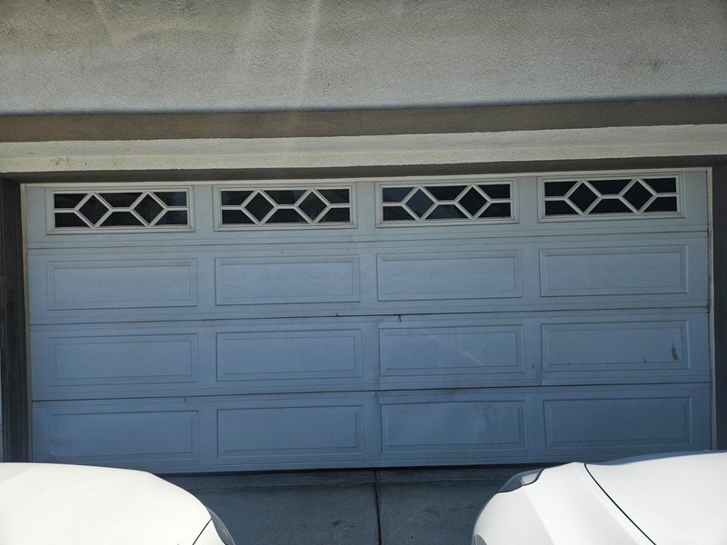 Gray Sectional Garage Door With Diamond Windows ,  24/7 Garage Door and Gate Services, Inland Empire CA