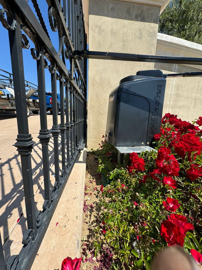 Black Slide Gate Operator Iron Fence ,  24/7 Garage Door and Gate Services, Inland Empire CA