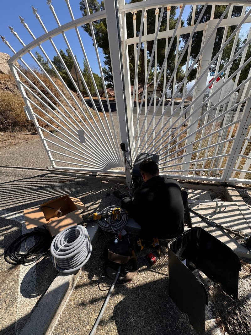 White Iron Driveway Gate Operator Installation ,  24/7 Garage Door and Gate Services, Inland Empire CA