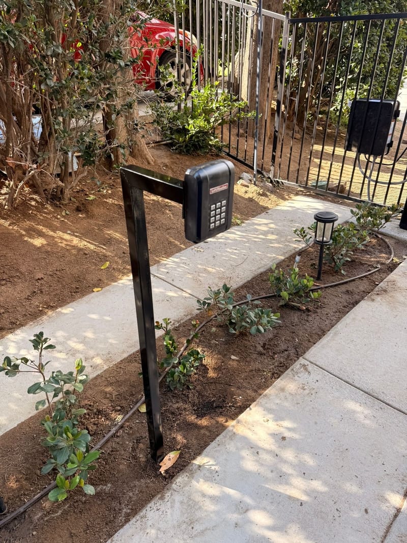 An intercom access system installed at a gate entry in Corona, California